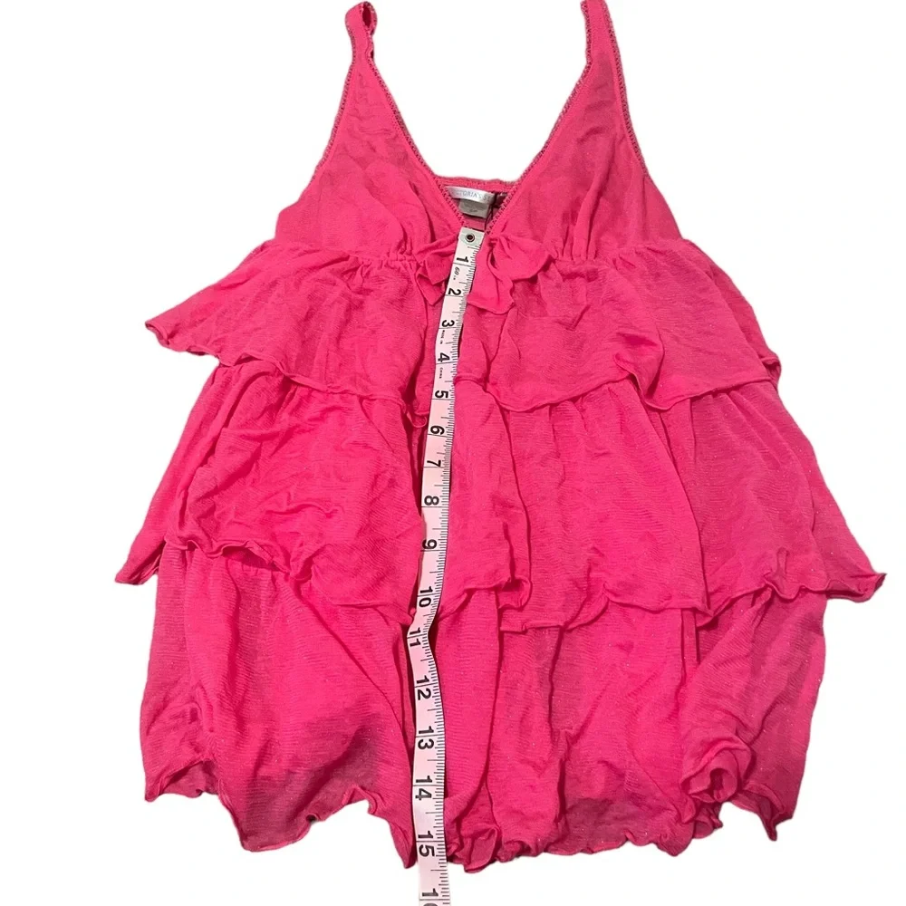 Victoria’s Secret Y2K Pink Layered Ruffle babydoll Sleep or dress Tank small